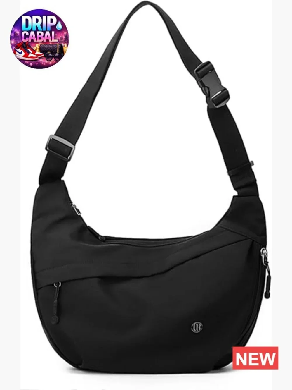 Nylon Crescent Crossbody Bag Medium Lightweight Shoulder Tote with Adjustable